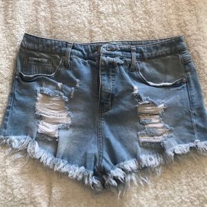High Rise Denim Shorts